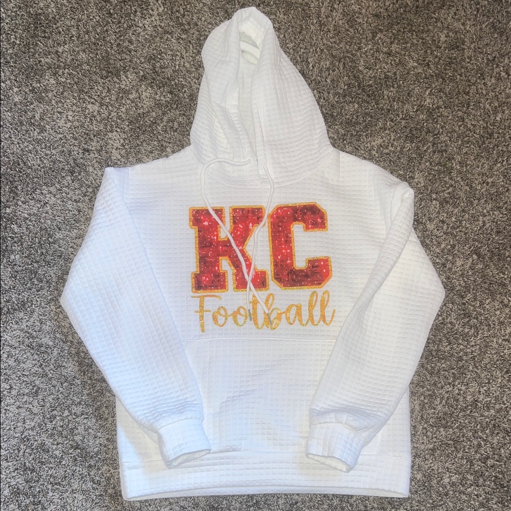 White KC Football Hoodie